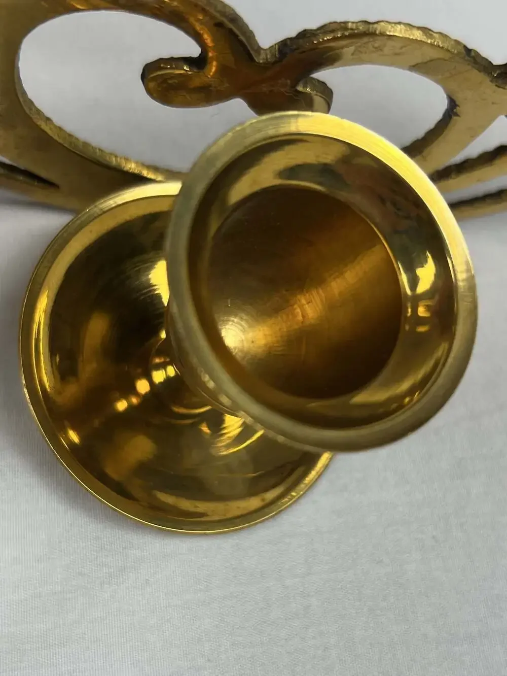 Vintage Pair of Art Nouveau Style Solid Brass Pierced Wall Sconces CandleHolders